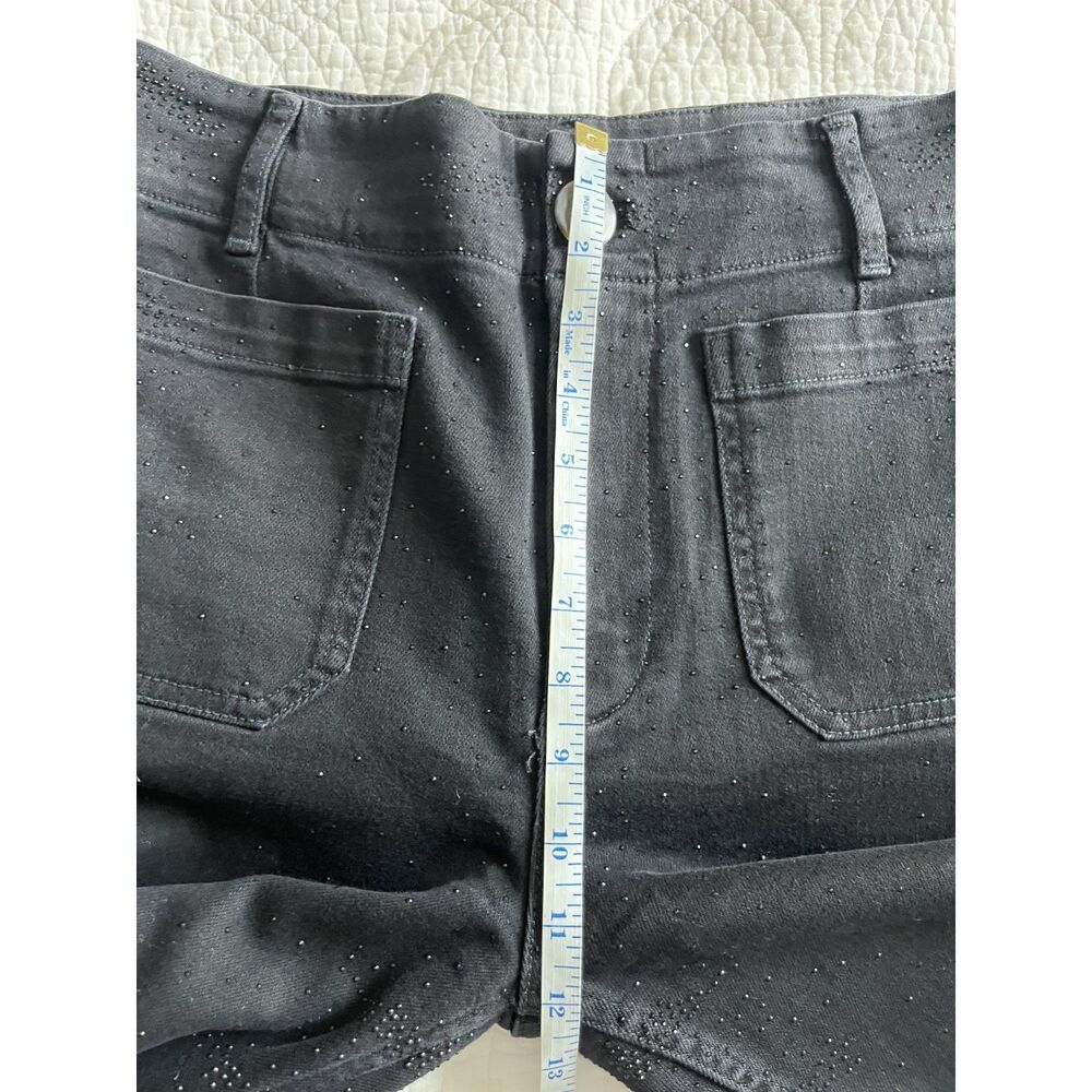 Anthropologie Maeve Colette Sparkle Crop High Rise Wide Leg Jeans Sz 28 Black - Picture 9 of 12